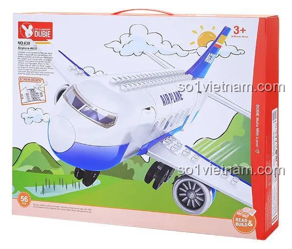 Hộp đồ chơi máy bay A630 DUBIE 630, bộ lắp ghép máy bay chở khách cho bé 3 tuổi