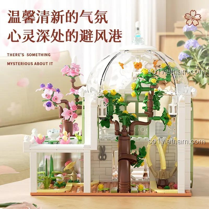 Mô hình Nhà Kính Hoa Anh Đào Dumeca D2011, đồ chơi lắp ráp chi tiết cao, kích thích sáng tạo cho bé gái.