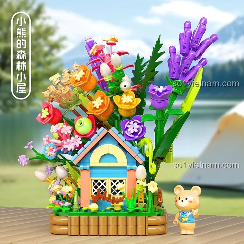 Bộ xếp hình Dumeca D2012, vật trang trí hình ngôi nhà trong rừng cổ tích, món quà ý nghĩa cho bé gái, chất lượng cao.