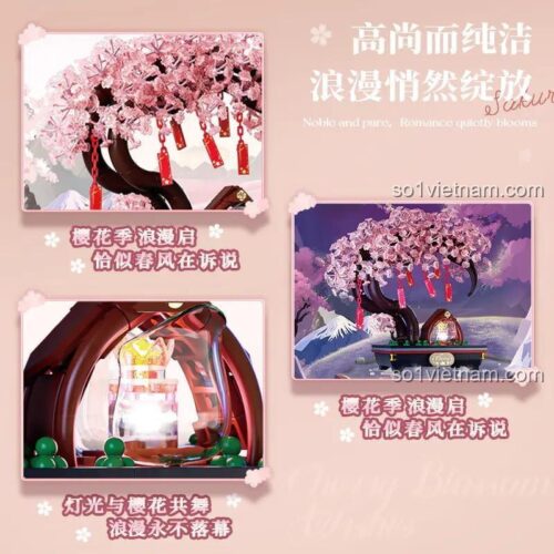 Mô hình Cây Ước Nguyện Hoa Anh Đào Duomeca D1311 với hoa anh đào hồng rực rỡ