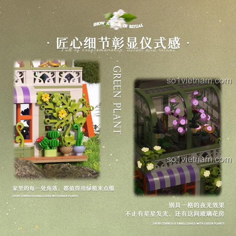 mô hình nhà kính trồng cây Duomeca D2010 với chi tiết tinh xảo và đèn LED phát sáng, đồ chơi sáng tạo cho bé gái 6 tuổi giá hời