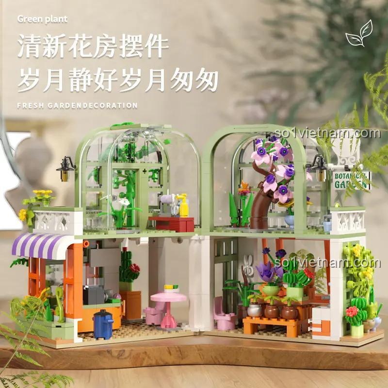 đồ chơi mô hình Ngôi Nhà Cây Xanh Duomeca D2010, tiểu cảnh cây xanh chi tiết, đồ chơi xếp hình cho bé gái 6 tuổi tiết kiệm