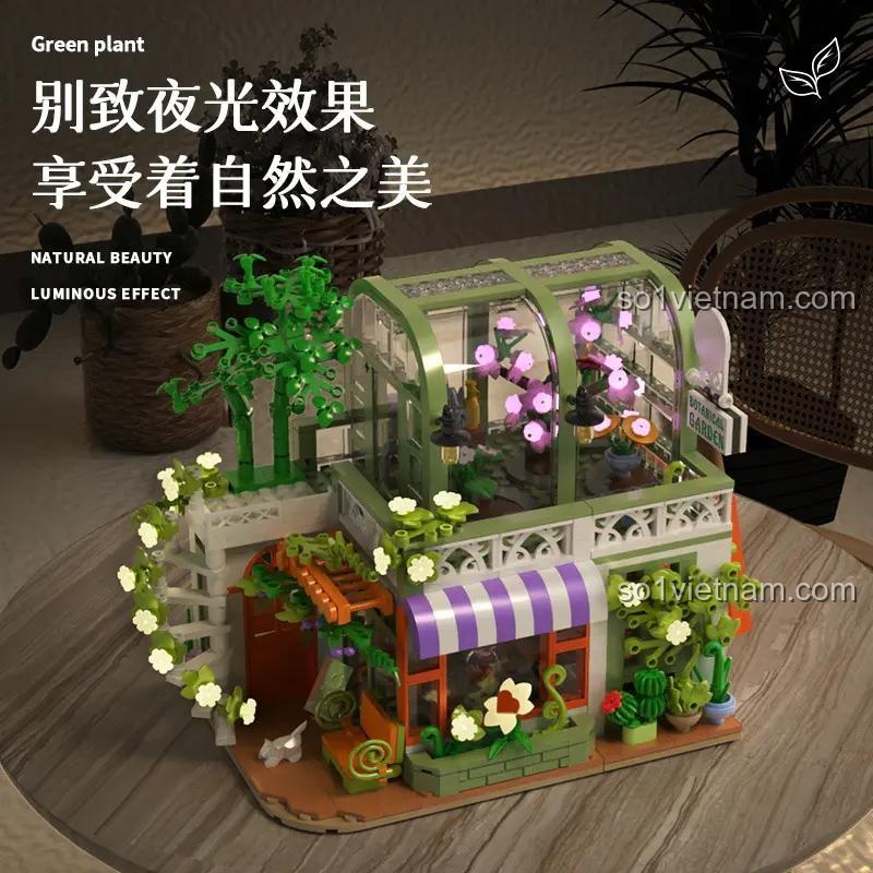 bộ lắp ghép Duomeca D2010 Ngôi Nhà Cây Xanh có hiệu ứng phát sáng đèn LED, đồ chơi xây dựng cho bé gái 6 tuổi đáng tiền