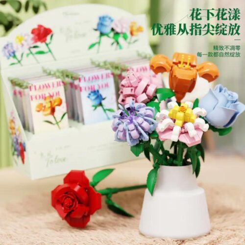 Duomeika D1308 Bộ Lắp Ghép Hoa 6 Mẫu - Hoa Hồng, đồ chơi lắp ghép, hoa giả, hoa trang trí, bộ hoa, bộ hoa 6 mẫu, giá tốt cho bé gái 6 tuổi