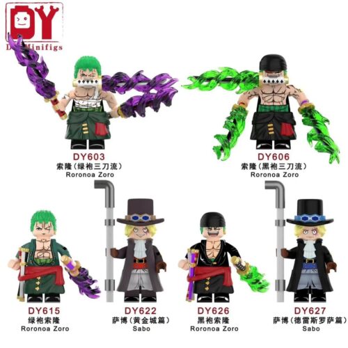 DY_Minifigs DY626 Roronoa Zoro (Hắc bào Roronoa Zoro) - Bộ đồ chơi nhân vật anime, 6 minifigures Roronoa Zoro và Sabo, phù hợp cho bé trai 6 tuổi, giá tốt