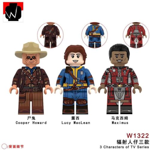 Bộ đồ chơi Minifigure Fallout W1322 gồm 3 nhân vật Cooper Howard, Lucy MacLean, Maximus. Đồ chơi mô hình giá rẻ cho con trai 14 tuổi.