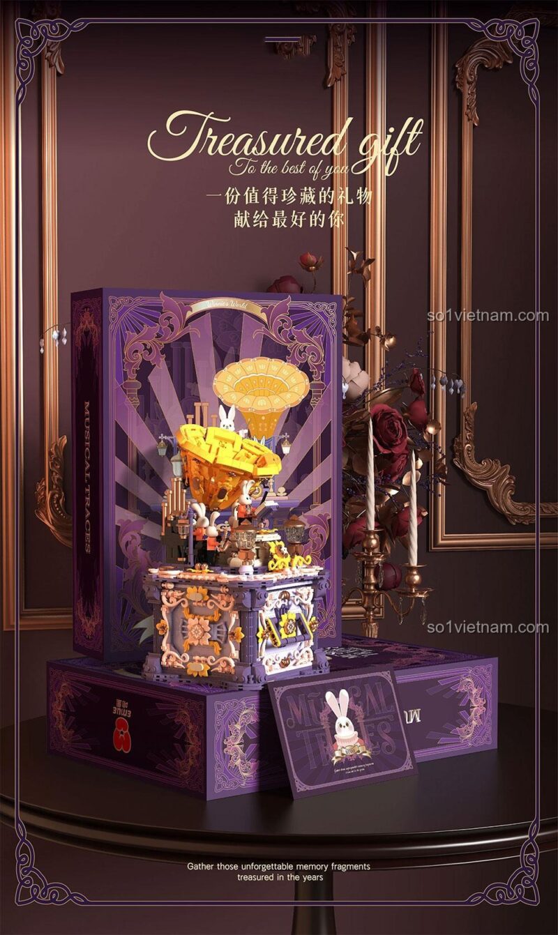 Bộ Lắp Ghép Hộp Nhạc EMUE EM0001 "Âm Thanh Diệu Kỳ" - Hộp sản phẩm của bộ lắp ghép, 1617 mảnh ghép, đồ chơi giáo dục cho bé gái