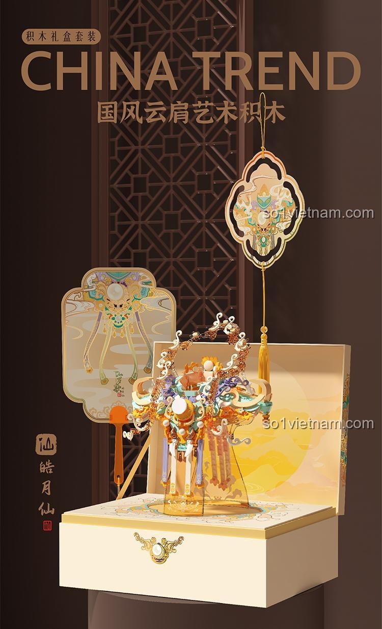 EMUE EM0008 Đồ chơi sáng tạo nghệ thuật Trung Hoa 619 mảnh ghép, đồ chơi lắp ghép phong cách Trung Hoa, đồ chơi sáng tạo cho bé 6 tuổi