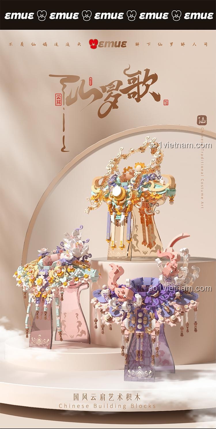 EMUE EM0009 Trung Hoa Vân Kiện Nghệ Thuật Bộ đồ chơi Trang phục cổ phong Trung Hoa 788 chi tiết