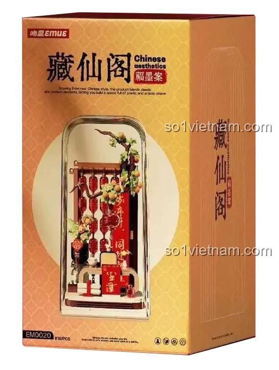 Hộp bộ lắp ghép EMUE EM0020 Cung Điện Tiên Cảnh 816 mảnh, mô hình kiến trúc Trung Hoa, trang trí Tết, đồ chơi sáng tạo cho bé 6 tuổi, giá tốt