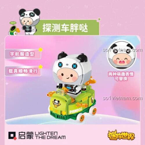 Bộ lắp ghép xe panda mini world 72039, đồ chơi lắp ráp xe panda cho bé trai, xe panda có 2 biểu cảm