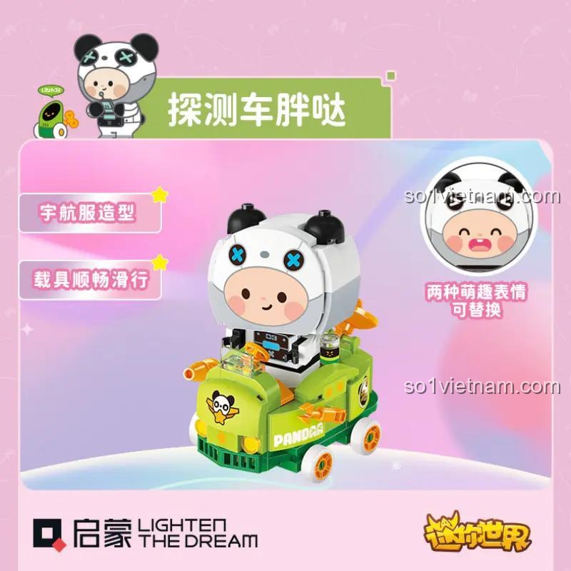 Bộ lắp ghép xe panda mini world 72039, đồ chơi lắp ráp xe panda cho bé trai, xe panda có 2 biểu cảm