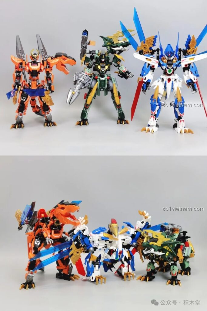 Ba robot khủng long biến hình F5 A0007, F5 A0008, F5 A0009 ở dạng robot