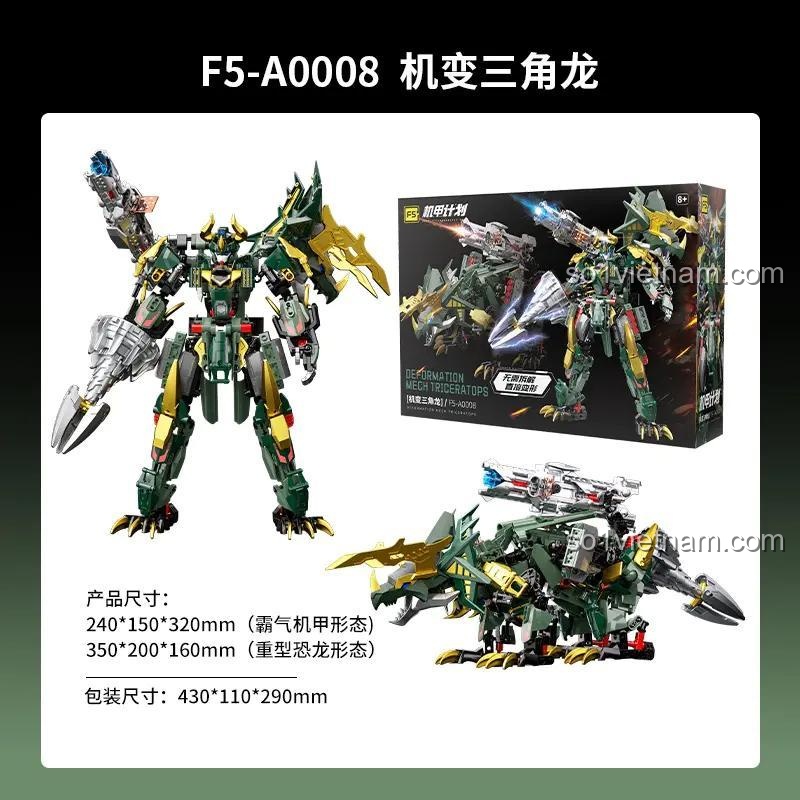 Kích thước Robot Khủng Long Biến Hình F5-A0008