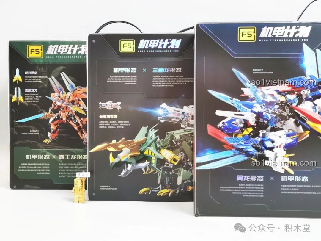 Mặt sau hộp F5 A0009 Cơ Giáp Biến Hình Pterosaur hiển thị kích thước và tính năng