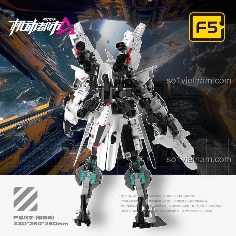 Robot Aurora F5-A0011, bộ lắp ghép robot Aurora, đồ chơi mô hình robot Aurora, robot chiến đấu màu trắng, đồ chơi cho bé trai 6 tuổi