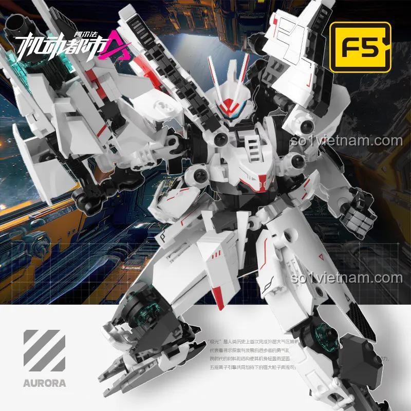 Robot Aurora F5-A0011, bộ lắp ghép robot Aurora, đồ chơi mô hình robot Aurora, robot chiến đấu màu trắng, đồ chơi cho bé trai 6 tuổi