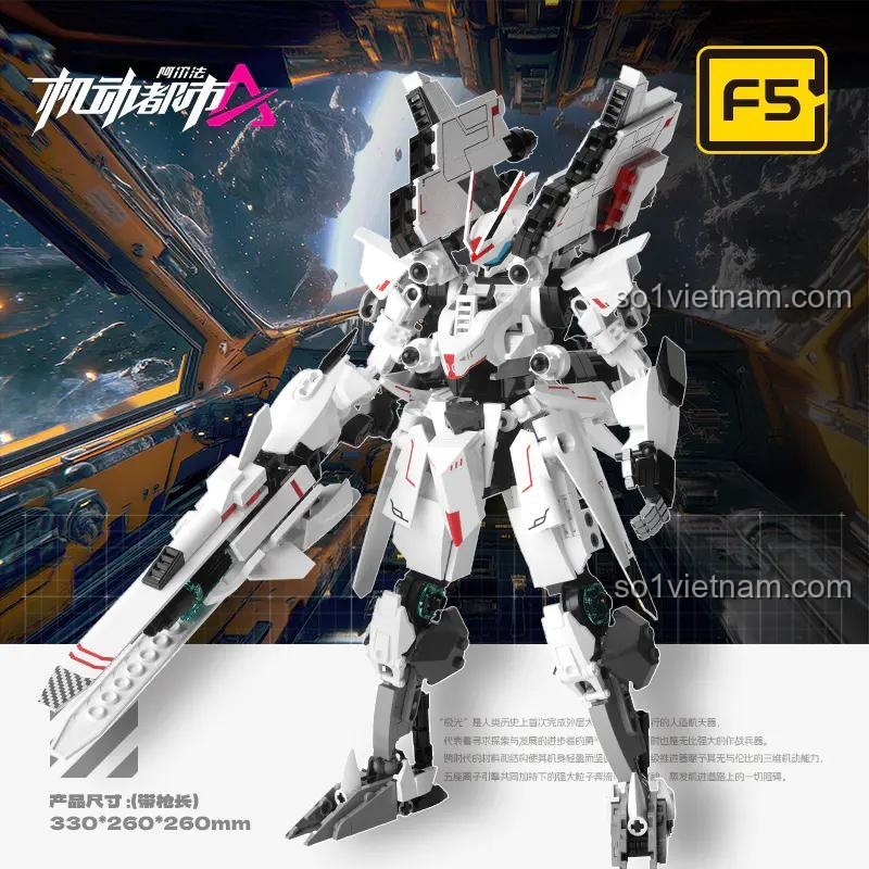 Robot Aurora F5-A0011, bộ lắp ghép robot Aurora, đồ chơi mô hình robot Aurora, robot chiến đấu màu trắng, đồ chơi cho bé trai 6 tuổi