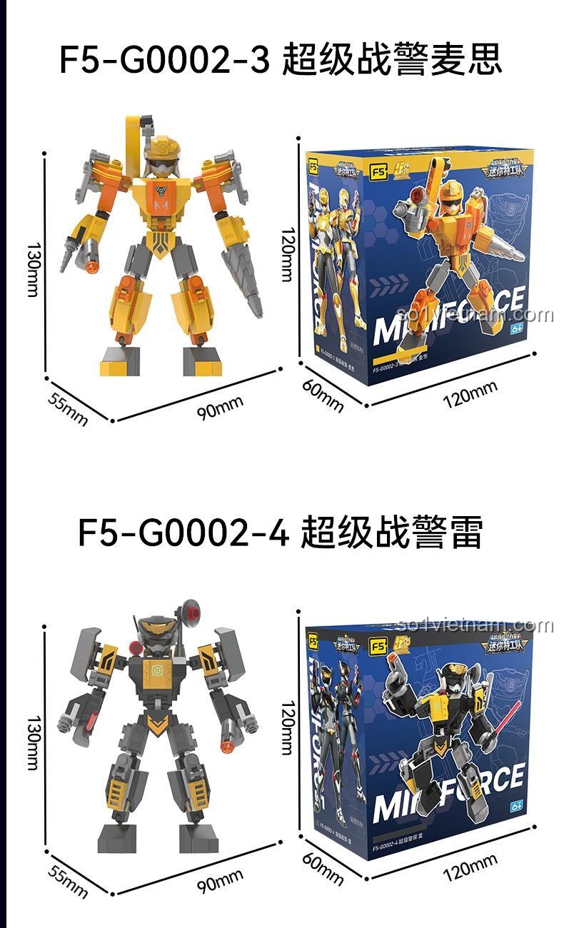 F5 F5-G0002-2 Mô hình robot đỏ với vũ khí và minifigure cho bé trai 6 tuổi