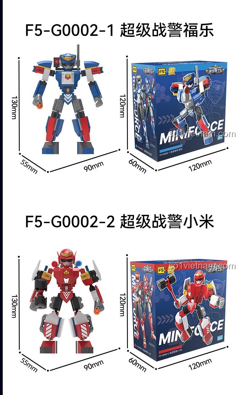 F5 F5-G0002-1 Mô hình robot xanh với vũ khí và minifigure cho bé trai 6 tuổi