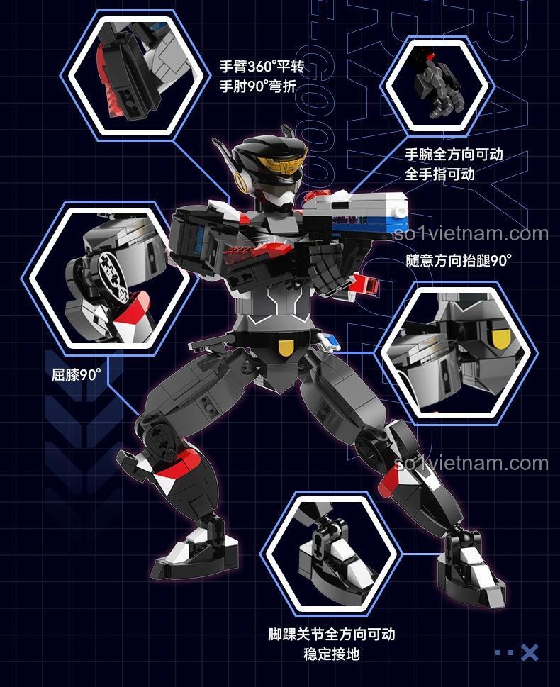 Chi tiết các khớp tay và chân của F5 0006 Robot Volt Ranger, thể hiện khả năng cử động vượt trội.