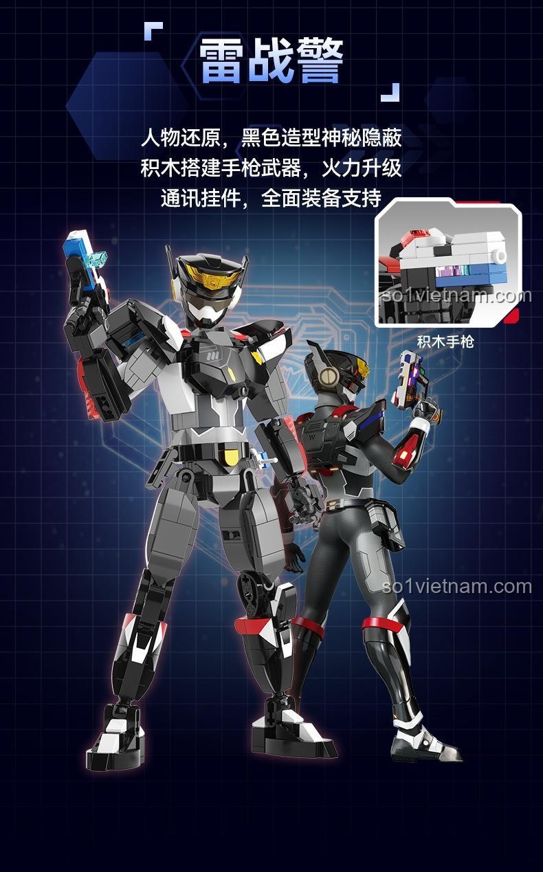Robot Miniforce F5 màu đen, bộ lắp ghép robot hành động cho bé trai 6 tuổi