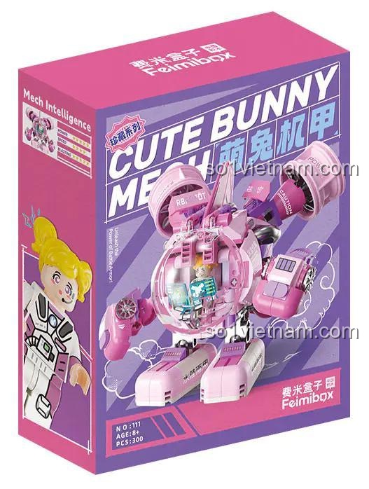 Hộp bộ lắp ghép Feimibox S2287 Robot Thỏ Dễ Thương, đồ chơi cho con gái 8 tuổi, giá tiết kiệm
