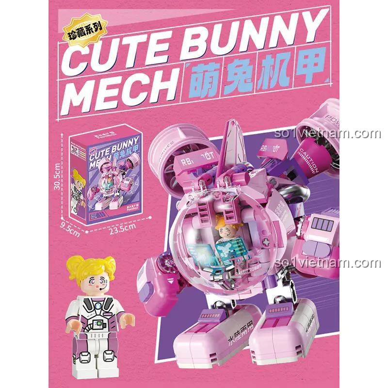 Ảnh thể hiện kích thước Robot Cơ Giáp Thỏ Feimibox S2287, đồ chơi mô hình cho học sinh tiểu học, giá bình dân