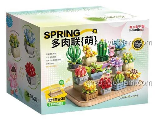 hộp đồ chơi mô hình Femibox S2228, bộ lắp ghép cây mọng nước, đồ chơi xếp hình cho bé gái 6 tuổi, giá rẻ