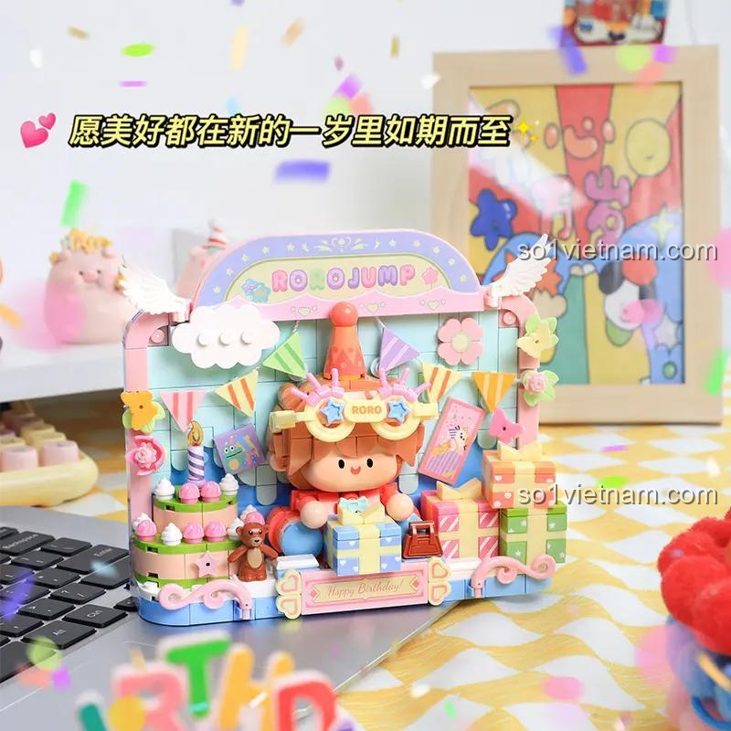 Đồ chơi lắp ghép Tiệc Sinh Nhật Roro Jump Femibox S2303, bộ xếp hình Femibox với 458 mảnh ghép, phát triển sáng tạo cho bé gái 6 tuổi