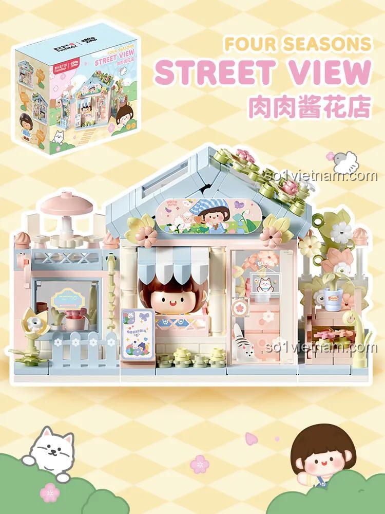 Hộp sản phẩm Femibox S2305 Cửa hàng hoa "Thế giới bốn mùa" - bộ lắp ghép 284 mảnh, đồ chơi sáng tạo cho bé gái