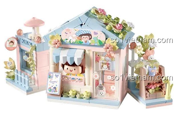 Bộ lắp ghép Femibox S2305 Cửa hàng hoa "Thế giới bốn mùa" 284 mảnh, đồ chơi xếp hình cho bé gái 8 tuổi