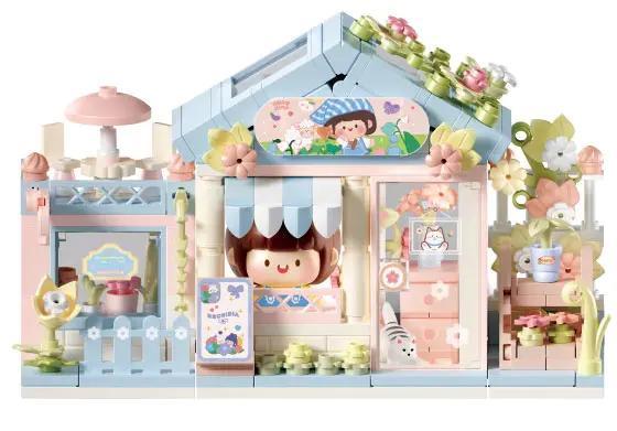 Mô hình cửa hàng hoa Femibox S2305 "Thế giới bốn mùa" với 284 mảnh, màu sắc pastel, đồ chơi lắp ghép cho bé gái 8 tuổi