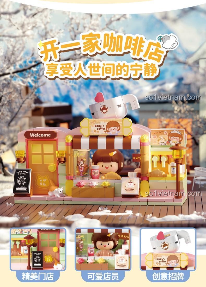 Femibox S2306 Quán Cà Phê Mùa Xuân Hạ Thu Đông chi tiết mô hình