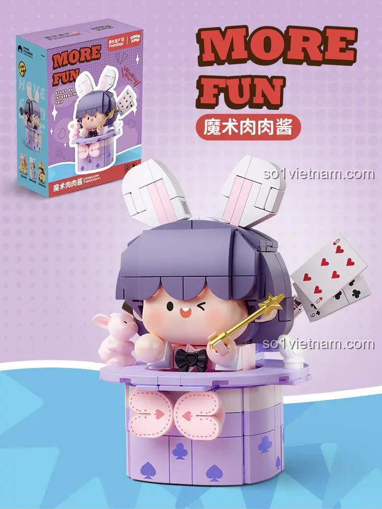 Hộp sản phẩm đồ chơi lắp ghép Femibox S2313 Nhân vật Rouroujiang Mũ Phù Thủy, thiết kế mũ phù thủy độc đáo, phù hợp bé gái 6 tuổi