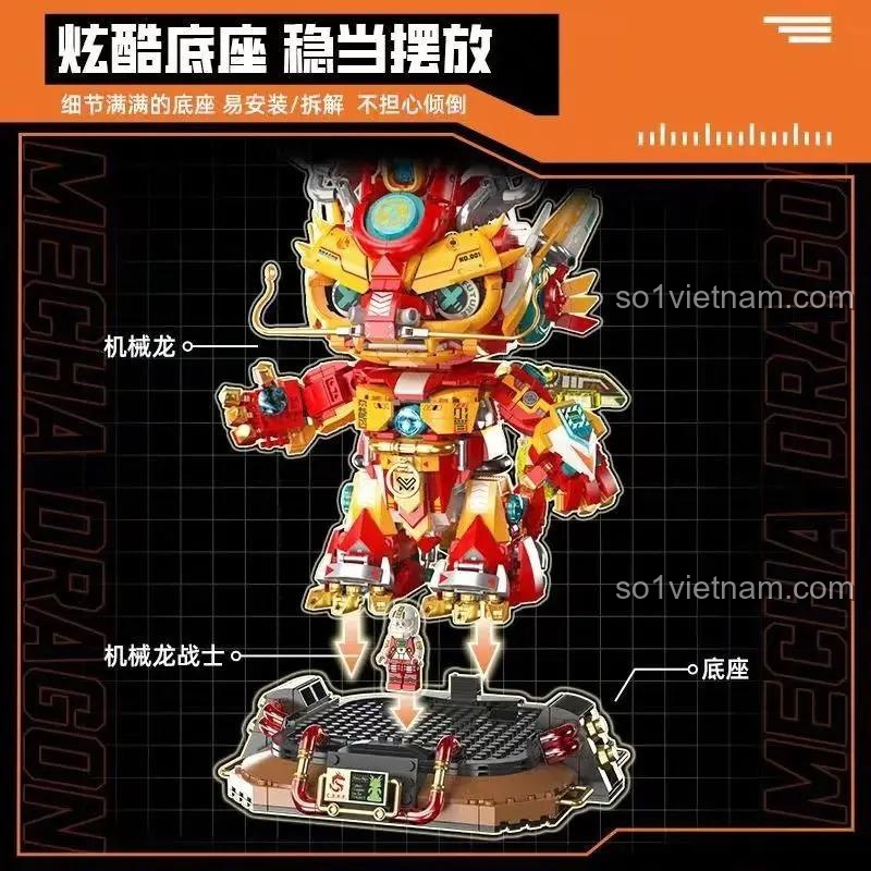 Mô hình Rồng Máy Móc Cyber Femibox S34003 trên đế, bộ lắp ghép Rồng Máy Móc Cyber, đồ chơi mô hình Rồng Cơ Khí, cho bé trai 8 tuổi, giá hời