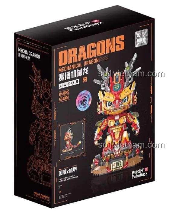 Hộp bộ xếp hình Rồng Cyberpunk Femibox S34003, đồ chơi xây dựng Rồng Thần Máy Móc, cho bé trai 8 tuổi, giá rẻ