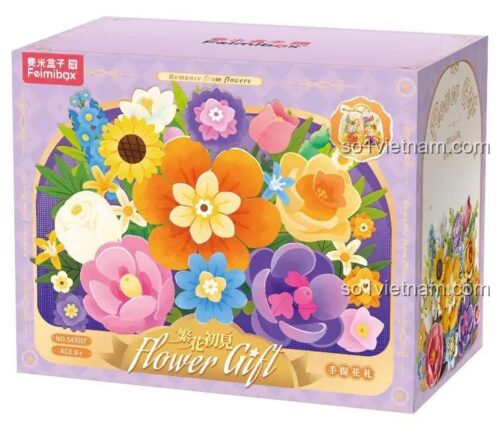 Hộp bộ lắp ghép Giỏ Hoa Cầm Tay Femibox S43007, thiết kế tinh tế, quà tặng cho bé gái 8 tuổi, đồ chơi xếp hình giá rẻ