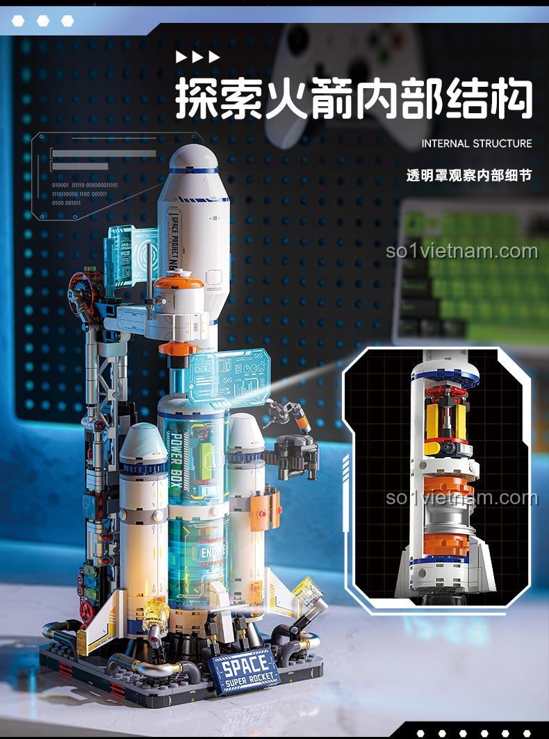 Tên lửa không gian 3011, bộ đồ chơi Femibox S43011 khám phá vũ trụ, đồ chơi lắp ráp Tên lửa khám phá không gian cho bé trai 8 tuổi