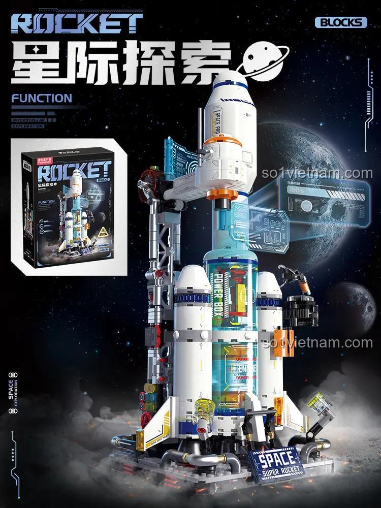 Tên lửa khám phá không gian Femibox, Mô hình tên lửa vũ trụ S43011 cho học sinh tiểu học, bộ xếp hình Tên lửa không gian giá tốt