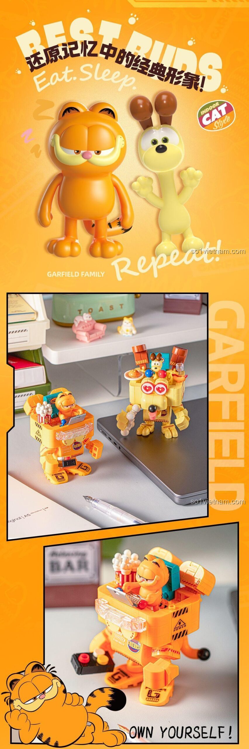 Mô hình Odie Lái Phương Tiện cùng minifigure Odie từ bộ lắp ghép Gia đình Garfield Femibox S44028