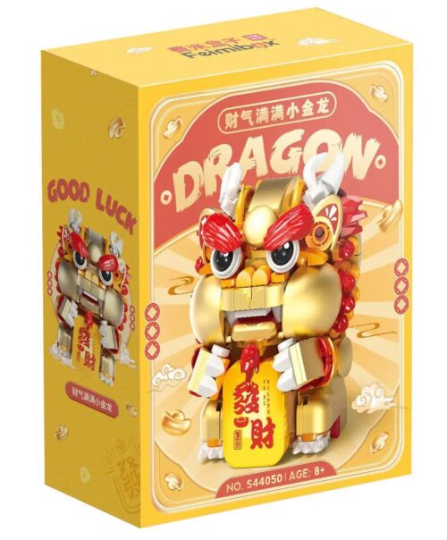 Hộp sản phẩm bộ lắp ghép Rồng Vàng Tài Lộc Femibox S44050. Đồ chơi mô hình trang trí cho bé trai và bé gái 8 tuổi, giá rẻ.