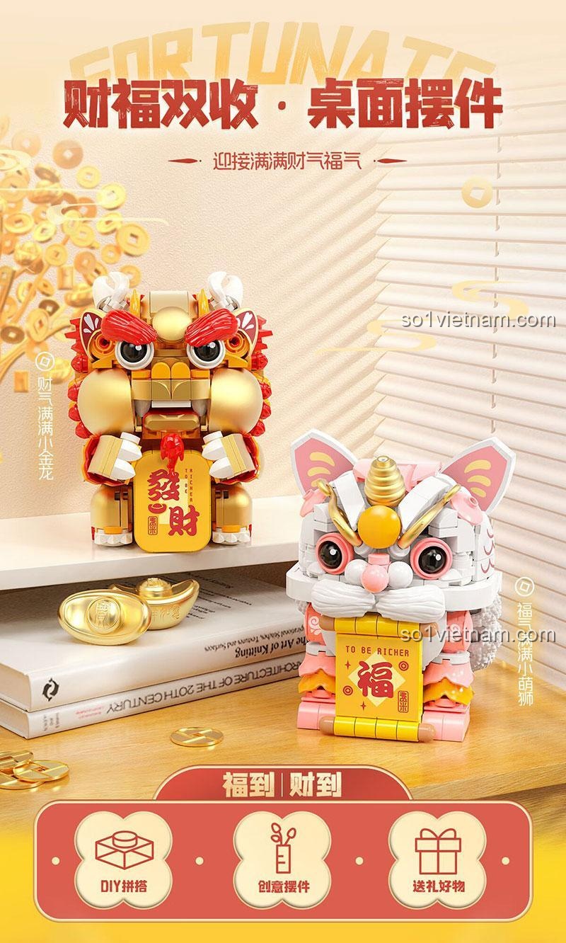 Lân Sư trang trí bàn làm việc S44051 dùng để trang trí, thu hút tài lộc và may mắn.