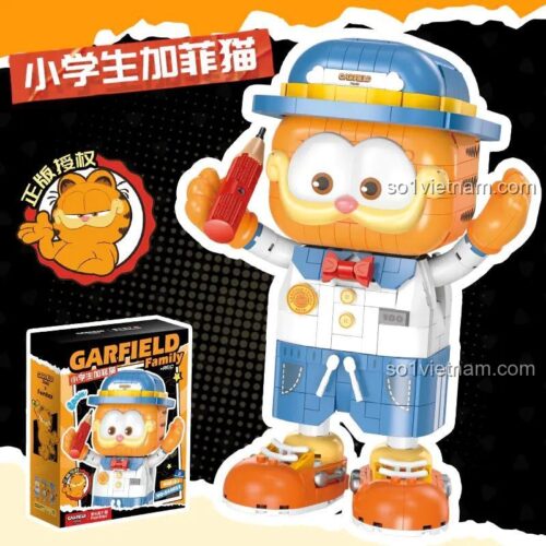 Hộp sản phẩm bộ lắp ghép Gấu Mèo Học Sinh Garfield Femibox S44053, 867 mảnh, đồ chơi xếp hình cho bé 8 tuổi