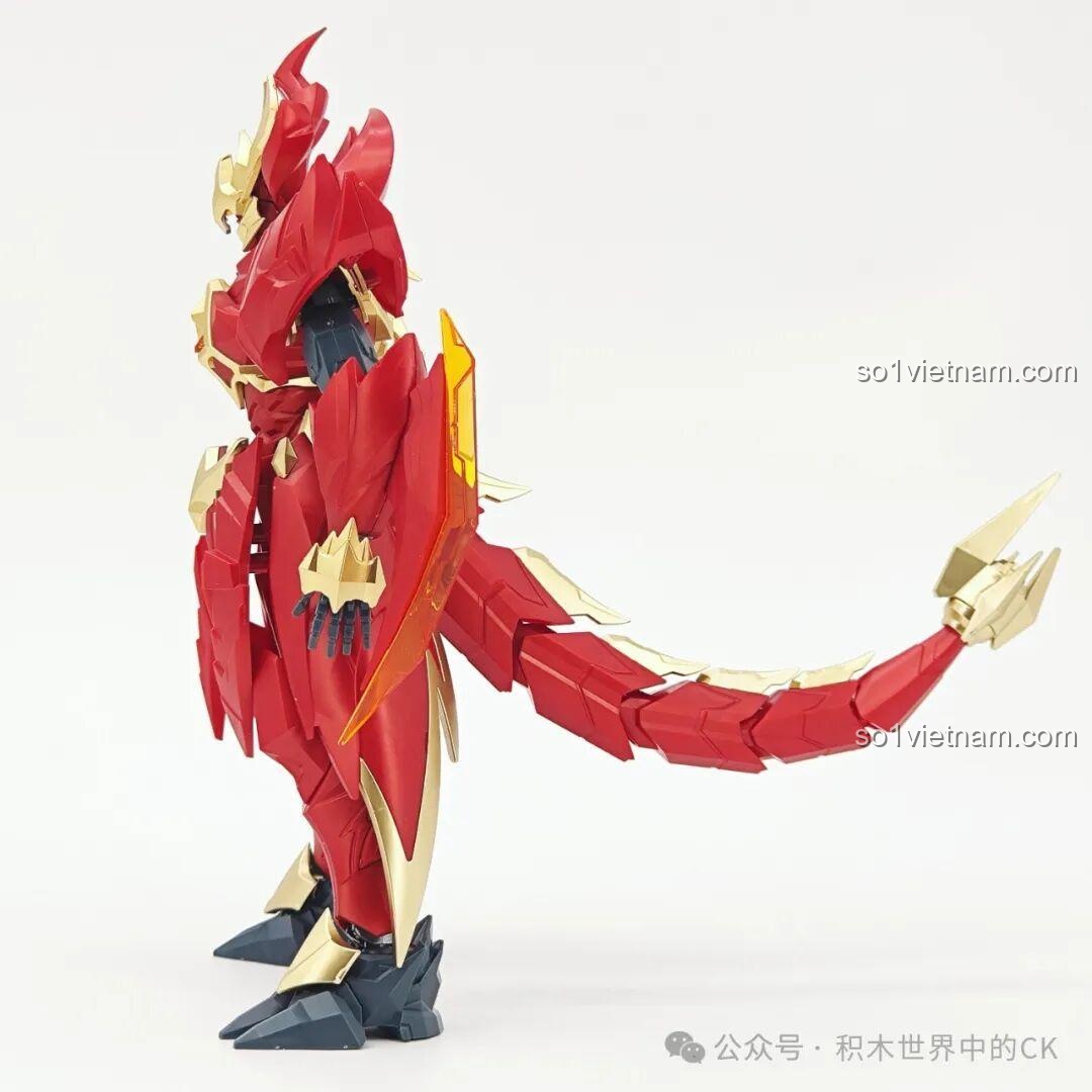 Figure lắp ráp Mô hình game Vương Giả Vinh Diệu cho trẻ em từ 8 tuổi nhìn từ góc nghiêng bên trái, khoe chiếc đuôi dài.