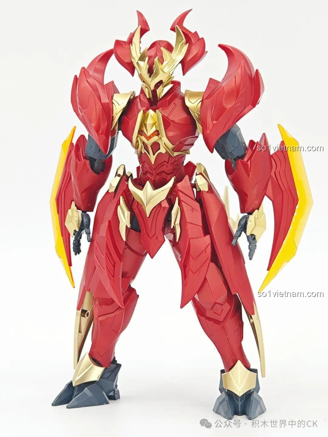 Hình ảnh mô hình lắp ráp Figure Mặc Tử từ game Vương Giả Vinh Diệu nhìn từ phía trước, dáng đứng oai vệ, cân đối.