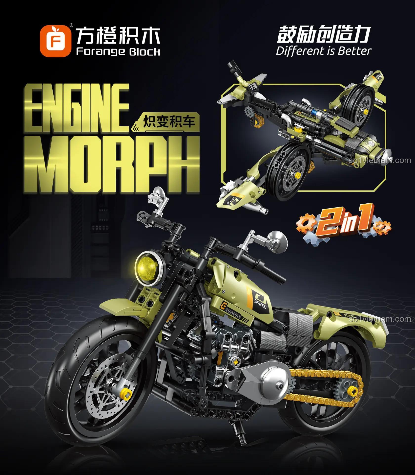 Mô hình máy bay chiến đấu lắp từ bộ Forange Block FC9303, đồ chơi sáng tạo cho con trai.