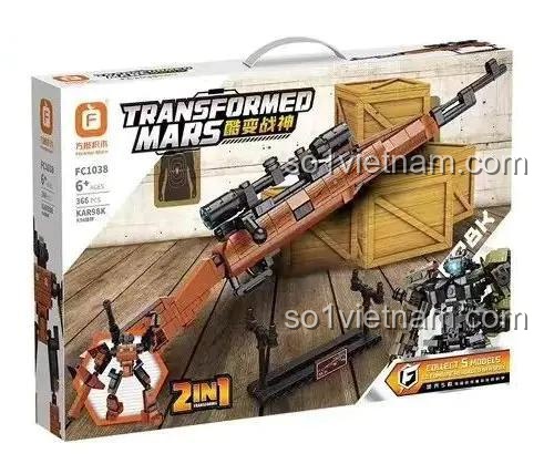 Hộp đồ chơi lắp ráp Forange FC1038 Súng bắn tỉa Kar98k biến hình robot chiến đấu, 366 chi tiết, cho bé trai 6 tuổi, giá rẻ