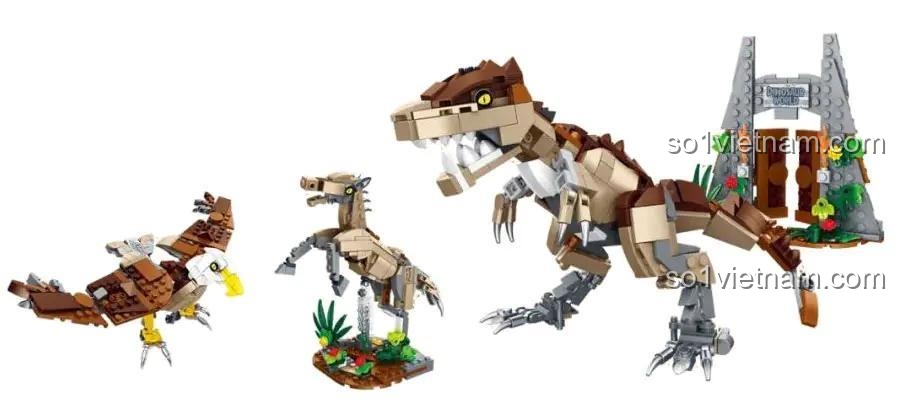 Khủng Long Bạo Chúa 3 trong 1 Forange, Khủng Long T-Rex FC 1052, mô hình đại bàng và ngựa, đồ chơi lắp ráp cho bé trai