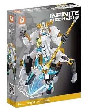 Hộp sản phẩm bộ lắp ghép Forange FC1534 Bạch Long Mã, đồ chơi mô hình Mecha, 342 mảnh, 6+ tuổi, màu trắng, vàng, xanh dương, đen